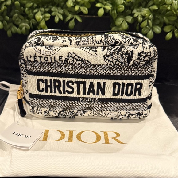 Christian Dior Embroidered Plan de Paris Pouch – Black & White — Authentic VIP - Picture 1 of 15